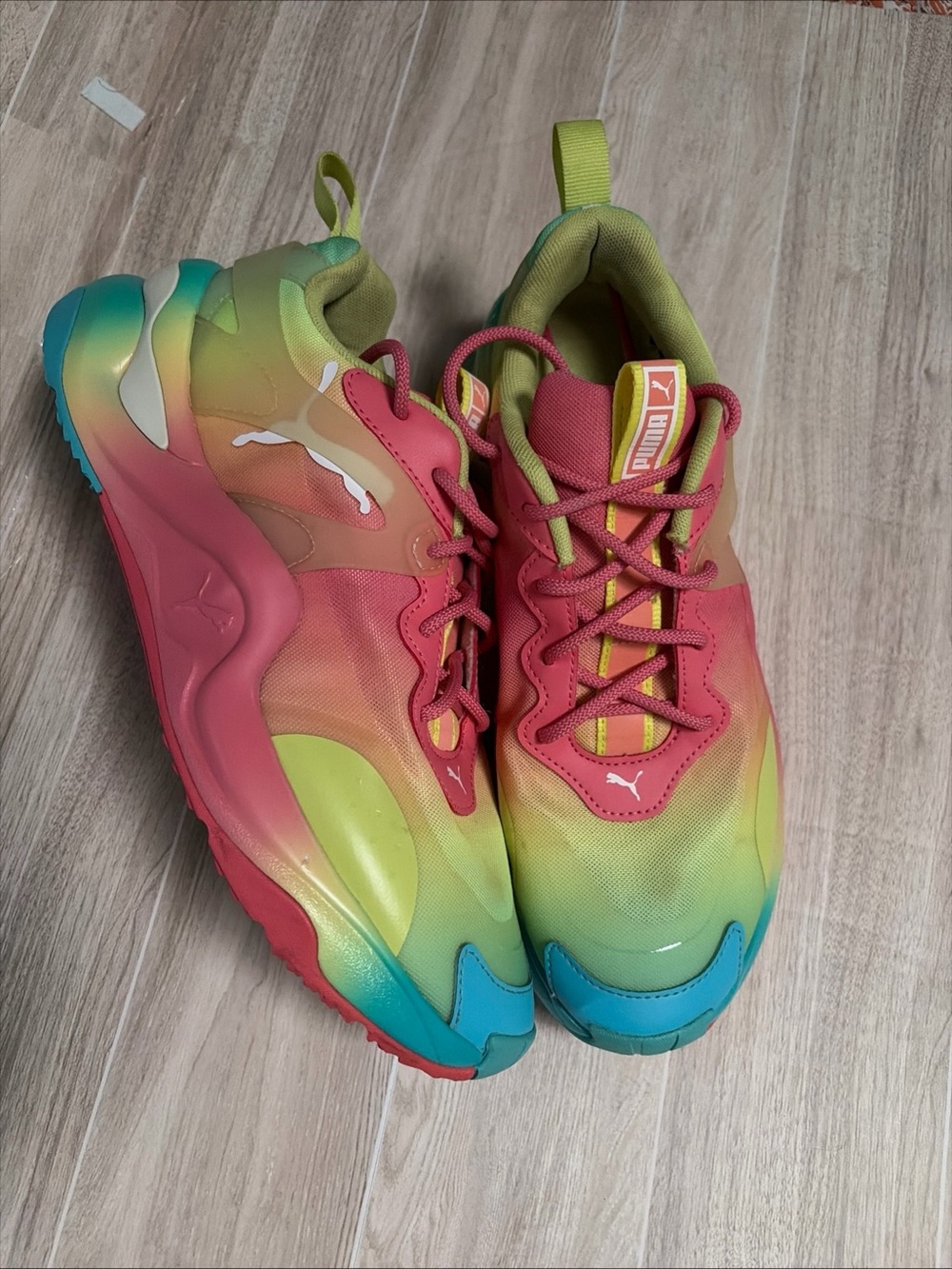 Puma Multicolor Gradient Sneakers — Pink, Yellow, Green, Blue
